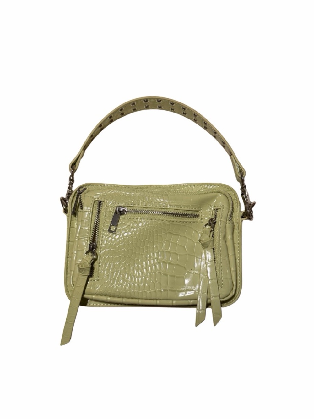 Olive Green Croc-Embossed Mini Hand Bag